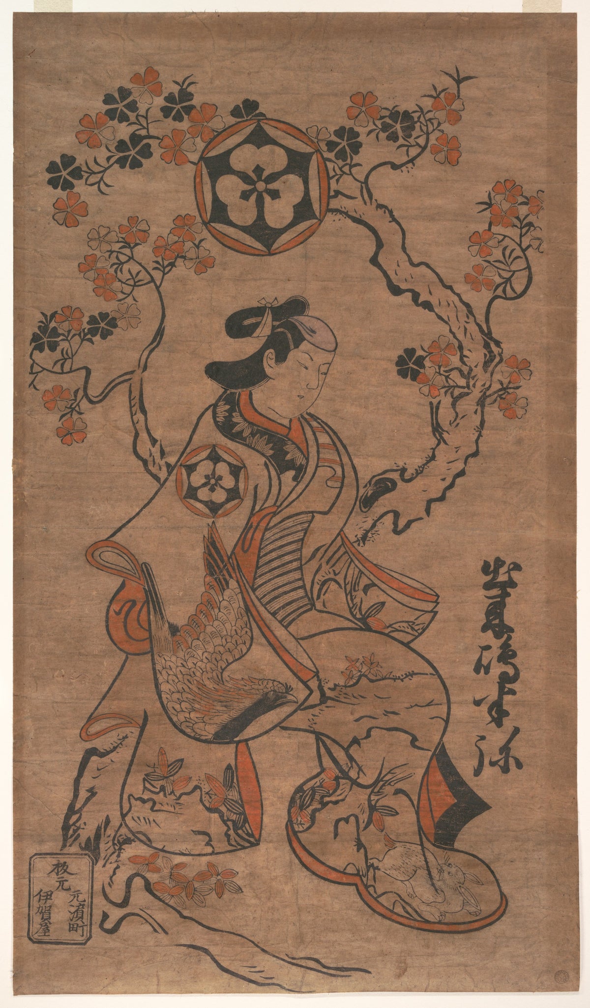 Dekishima Hanya pe un cireș înflorit — Torii Kiyonobu I, cca. 1700