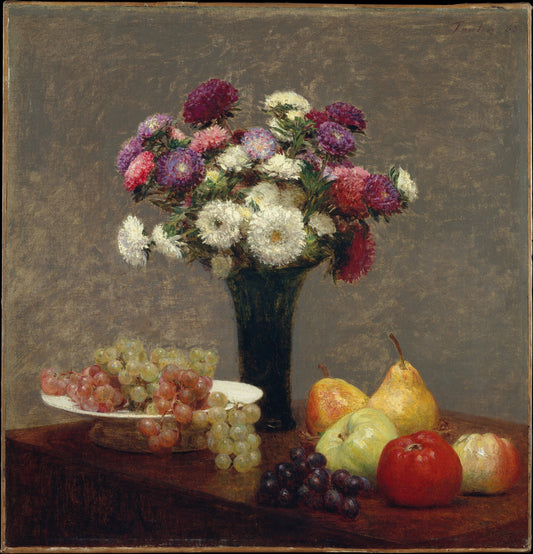 Asters and Fruit on a Table — Henri Fantin-Latour