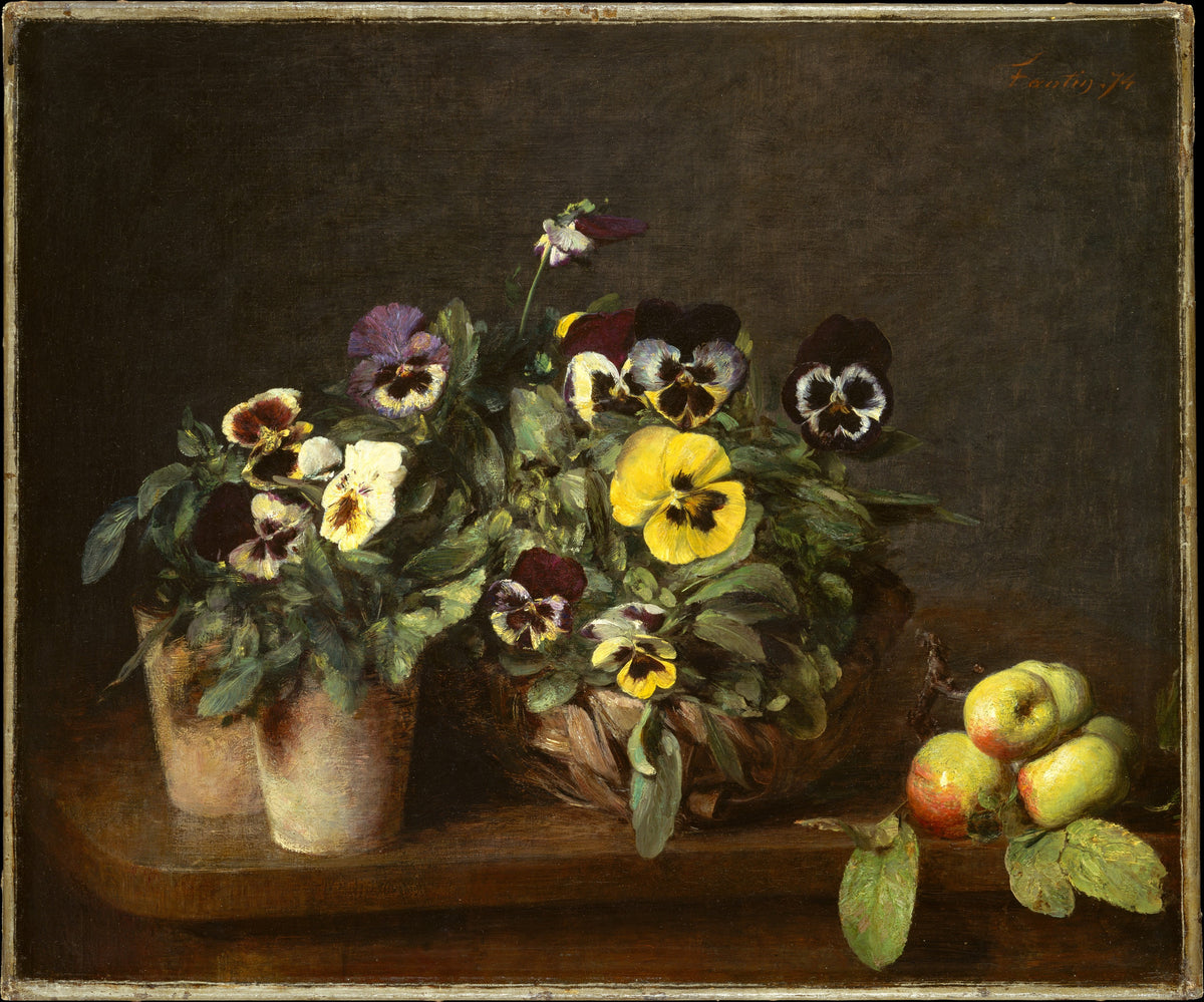 Natură moartă cu panseluțe — Henri Fantin-Latour