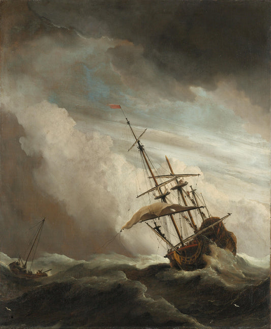 Corabie pe furtună — Willem van de Velde, cca. 1680