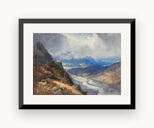 Vedere de la Moel Cynwich peste valea râului Afon Mawddach, spre Cader Idris — William Turner