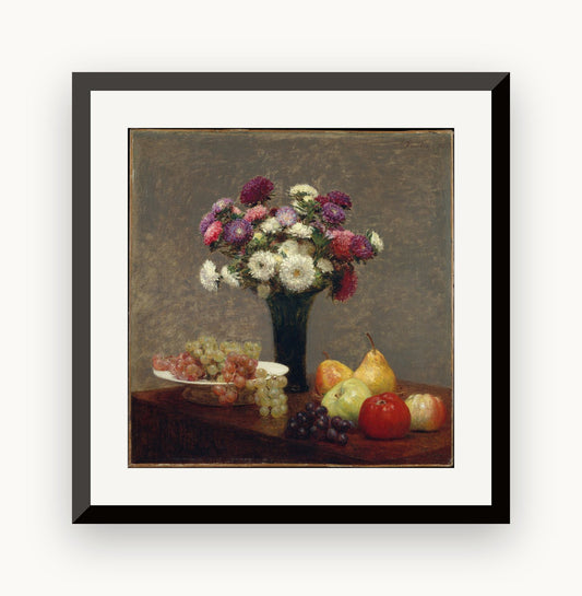 Astere și fructe pe o masă — Henri Fantin-Latour
