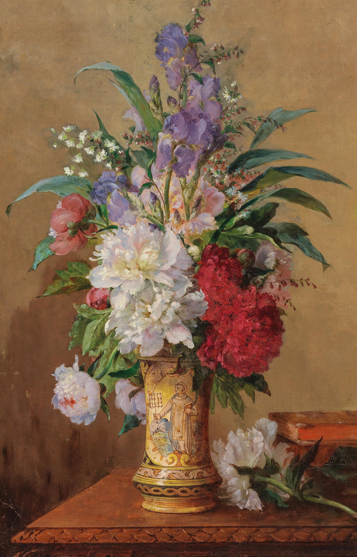 Buchet somptuos cu bujori într-un vas — Charles Philipard