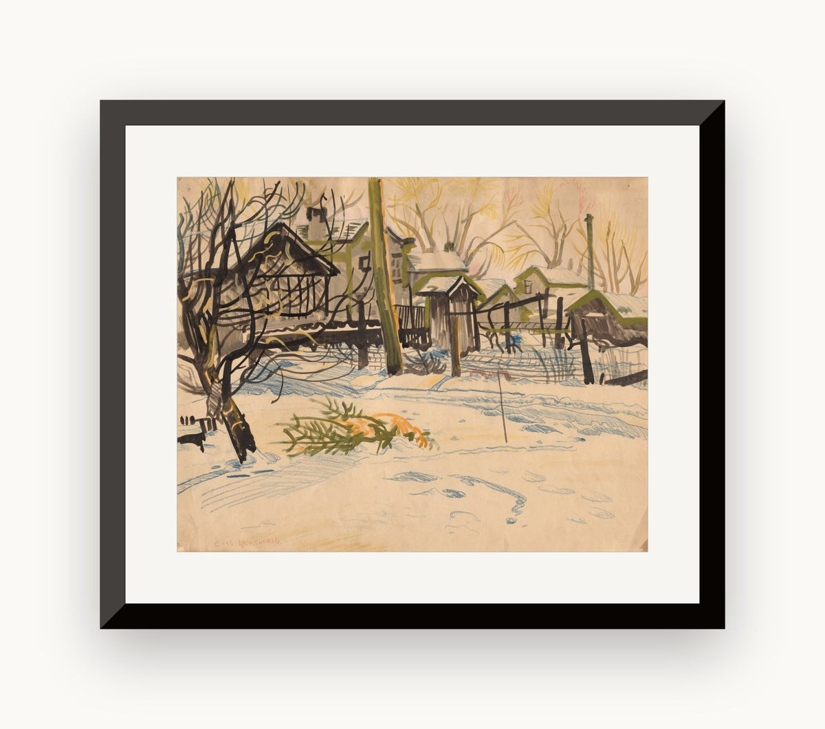 Curți interioare iarna (Bradul de Crăciun aruncat) — Charles Burchfield