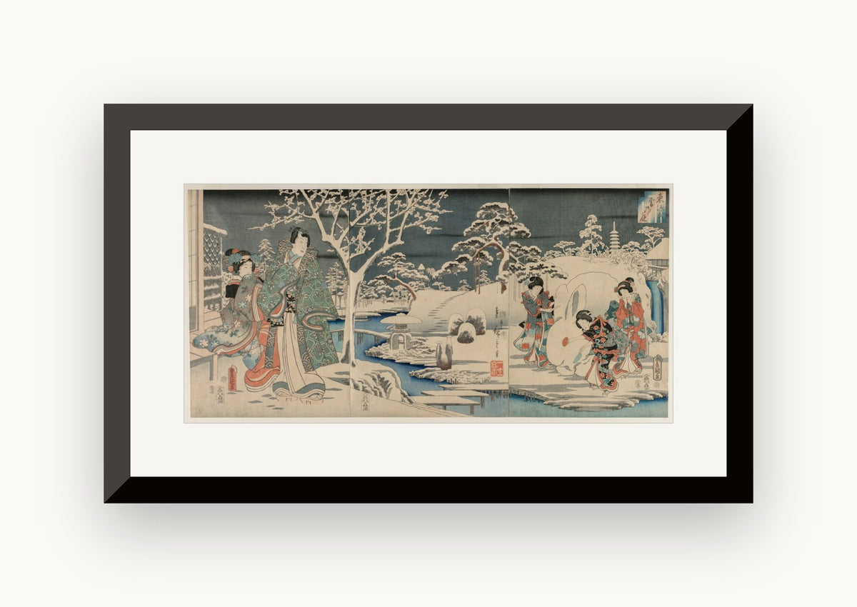 Grădina înzăpezită — Utagawa Hiroshige