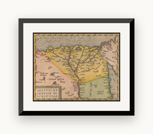 Hartă veche — Aegypti Recentior Descriptio — Abraham Ortelius
