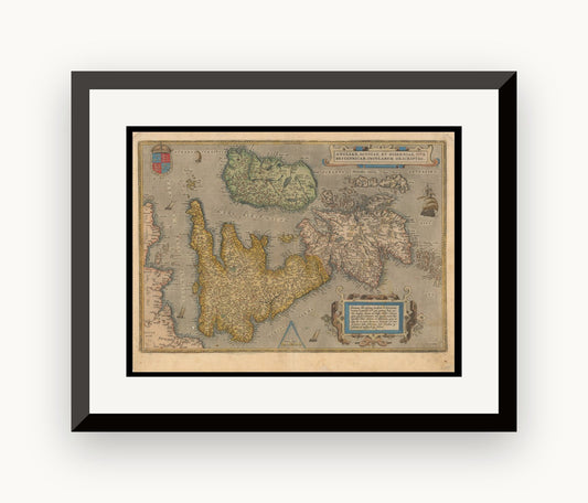 Hartă veche — Angliae, Scotiae, Et Hiberniae, Sive Britannicar. Insularum — Abraham Ortelius