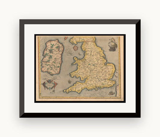 Hartă veche — Britannicarum Insularum Vetus Descriptio 02 — Abraham Ortelius