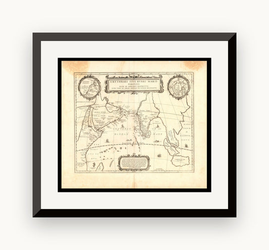 Hartă veche — Erythraei Sive Rubri Maris Periplus — Abraham Ortelius