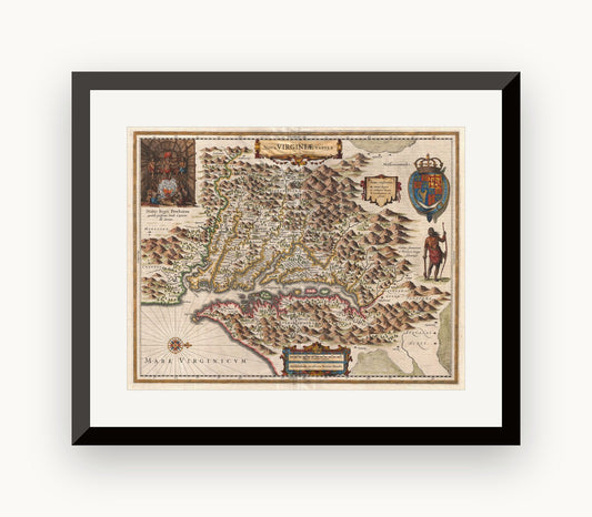 Hartă veche — Virginia and the Chesapeake, 1630 — Henricus Hondius
