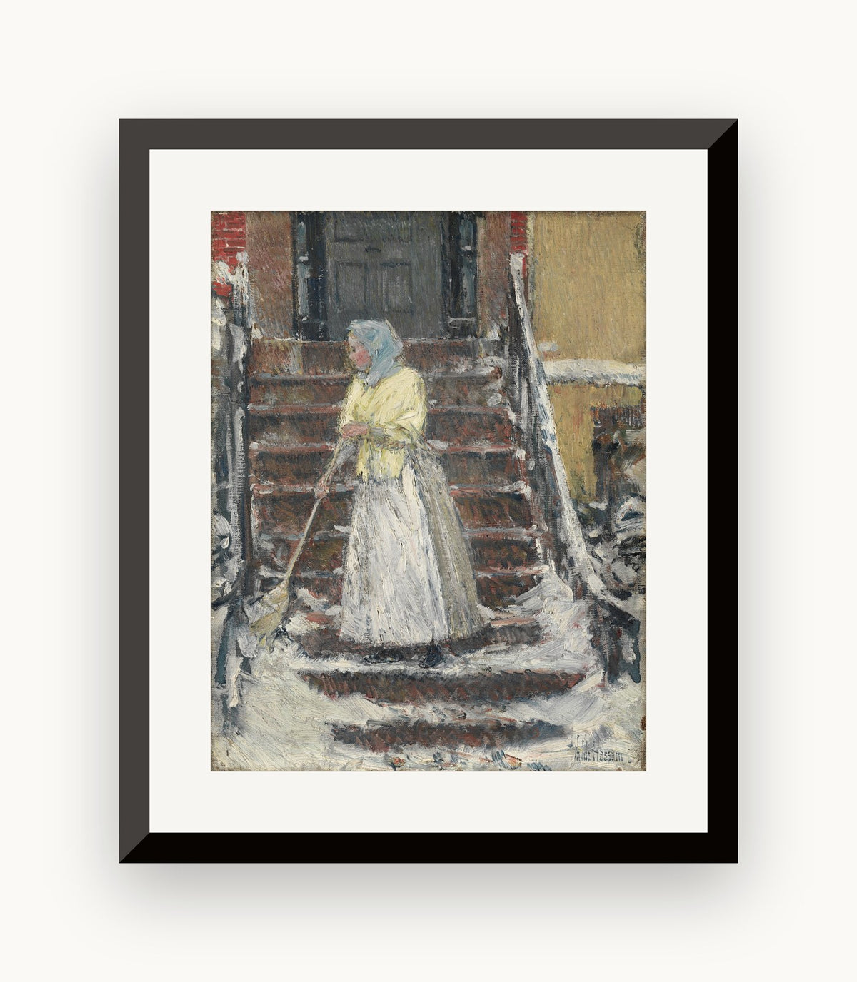 Măturând zăpada — Childe Hassam