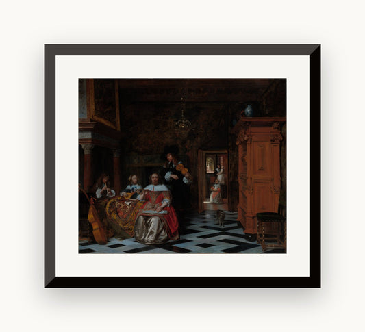 Portret de familie făcând muzică — Pieter de Hooch