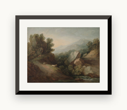 Peisaj stâncos și împădurit, cu o vâlcea și un stăvilar — Thomas Gainsborough