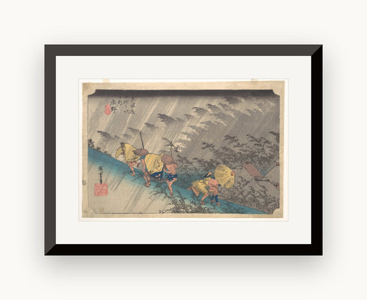 Ploaie torențială la Shōno, din seria „Cele 53 de stații ale Tōkaidō" — Utagawa Hiroshige
