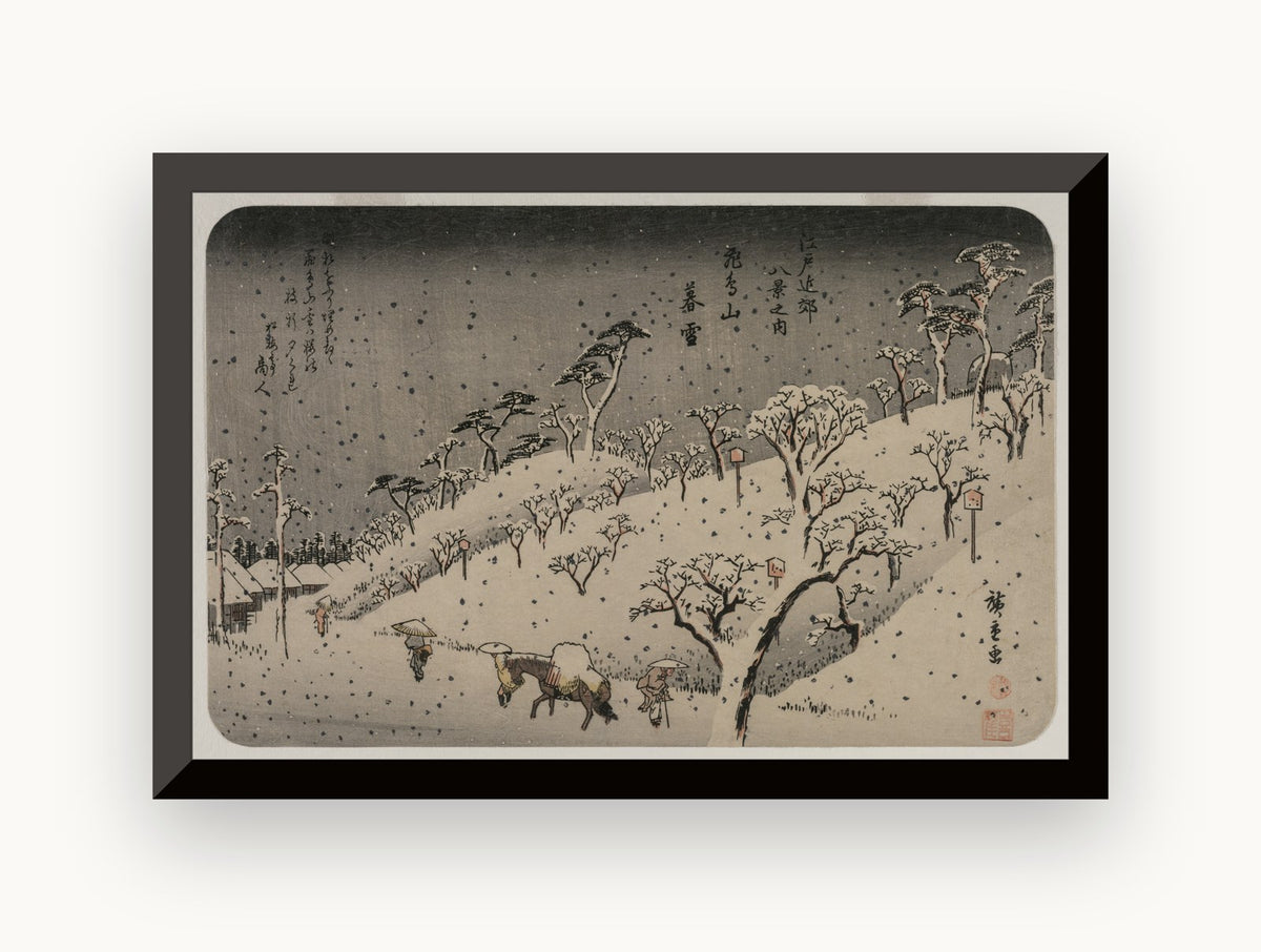 Zăpadă de seară la dealul Asuka — Utagawa Hiroshige