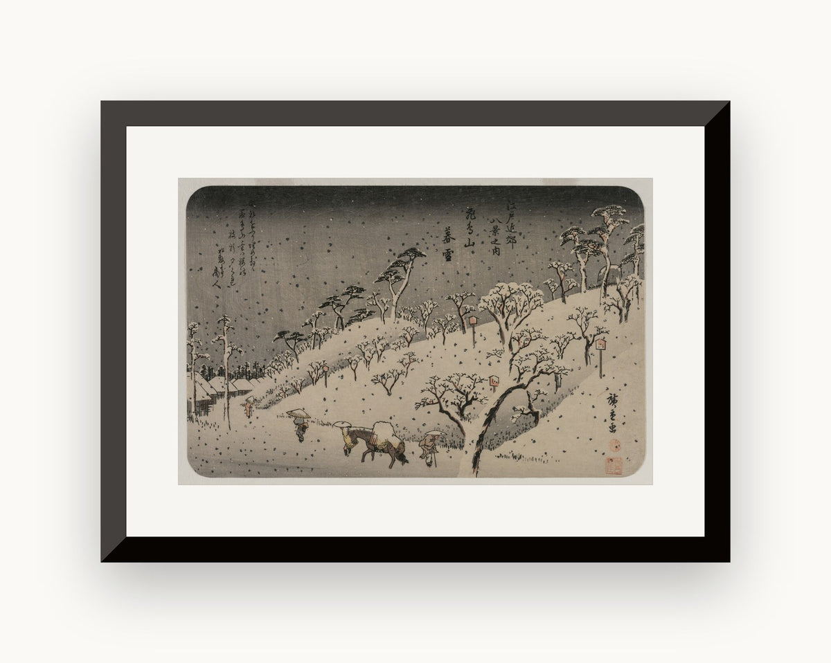 Zăpadă de seară la dealul Asuka — Utagawa Hiroshige