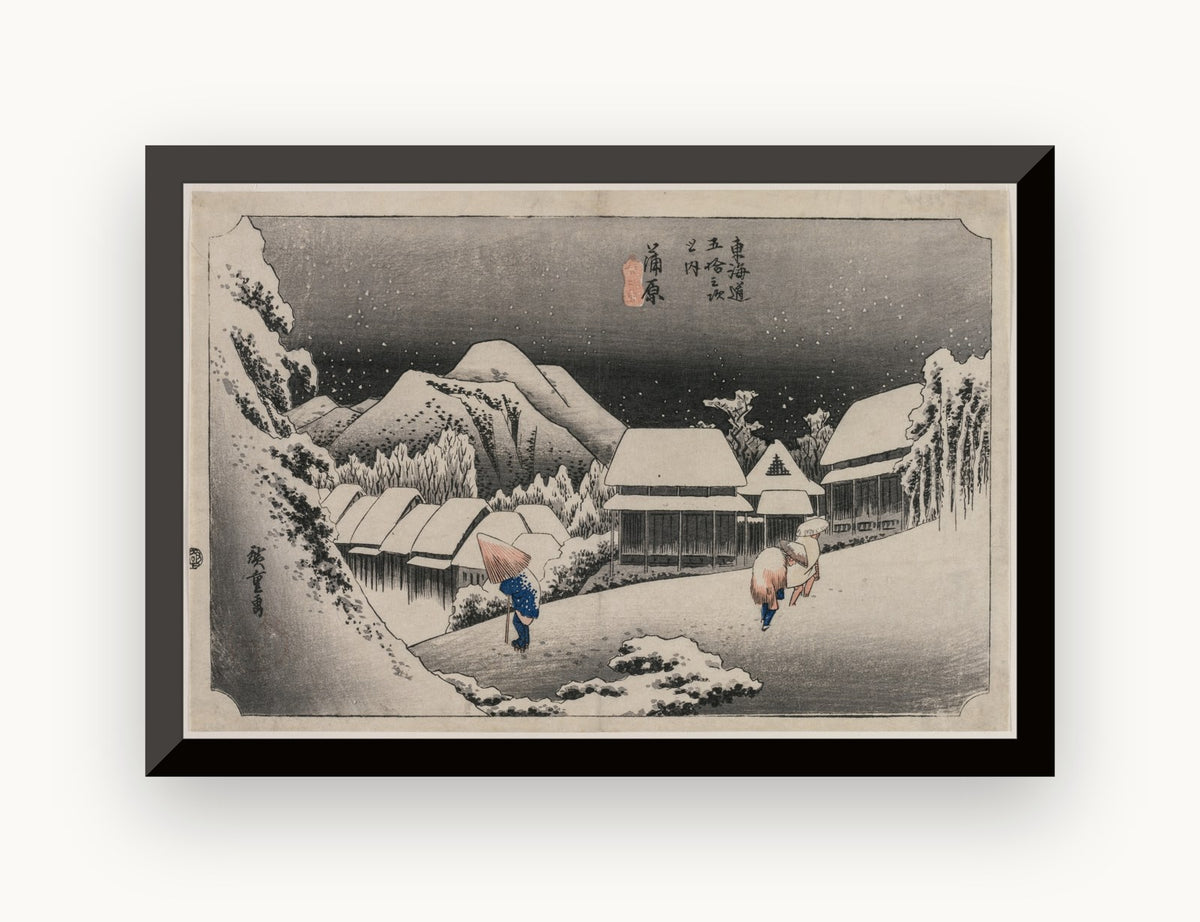Zăpadă de seară la Kambara — Utagawa Hiroshige
