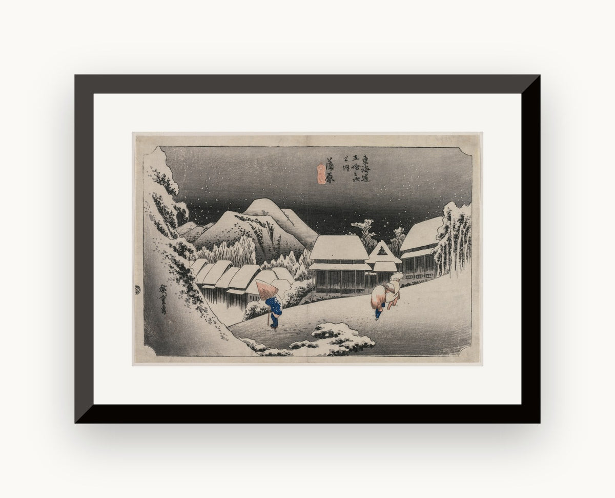 Zăpadă de seară la Kambara — Utagawa Hiroshige